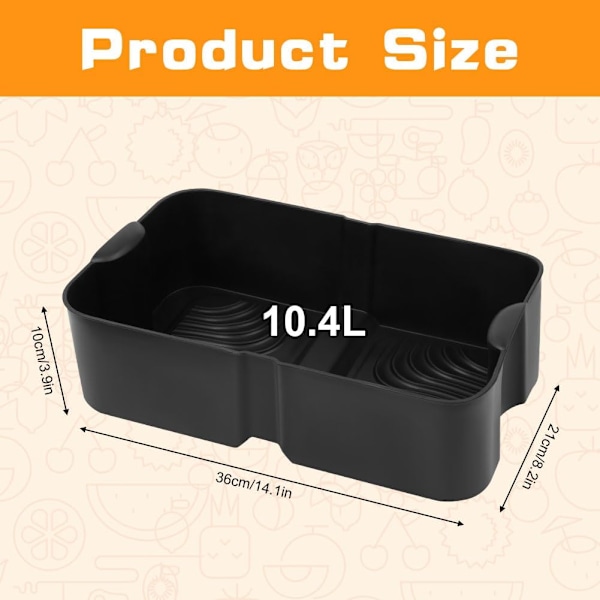 Silikoneforme til Airfryer, Ninja Flex Drawer Airfryer, Genanvendelig til 10,4L Black 1