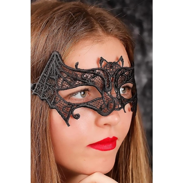 Sort Halloween-maske, Halloween-øjenmaske Maske til maskerade til kvinder Maske til maskerade med flagermusblonde 1 stk.