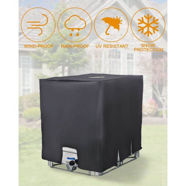 IBC-behållare, skydd, anti-UV, skyddsfodral för vattentank 1000 l, skyddskåpa Svart