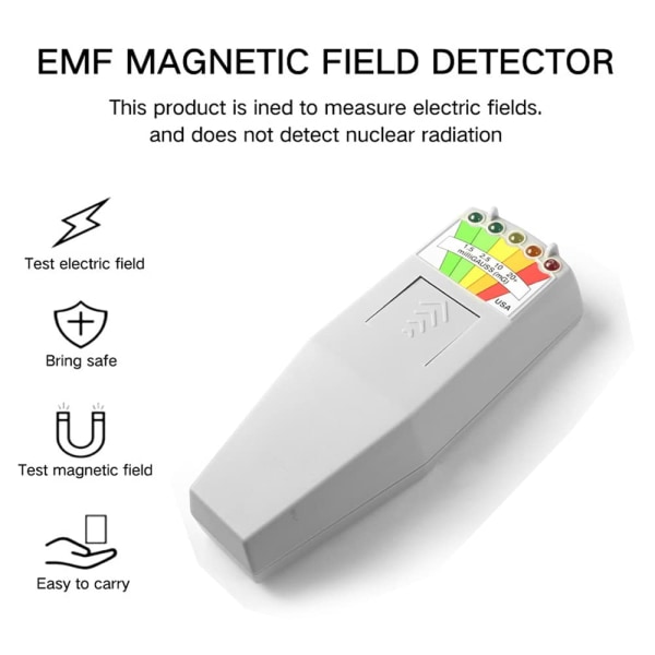 Elektromagnetiskt fält Spökjakt EMF Gauss Meter Strålningsdetektor Bärbar magnetfältsmonitor för 5 LED Gauss Meter White