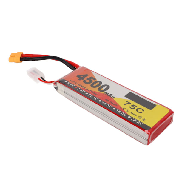 Lipo-batteri 75C afladningshastighed 4500mAh kapacitet 7,4V 2S Lipo XT60 stik strøm til RC-køretøjer