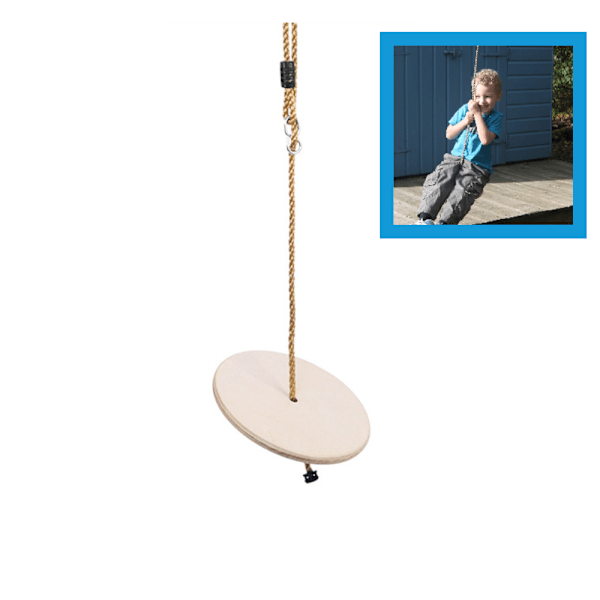 Wide Wooden Disc Swing Round Seat with Adjustable Rope for Kids