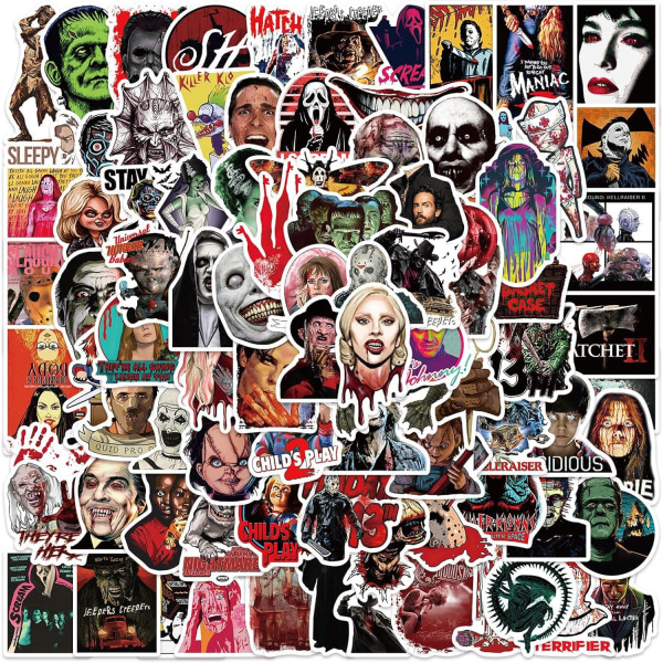 Skräck klistermärken | 100 st | Gotiska klistermärken Thriller Movie Killer Roll Character Stickers Movie-100