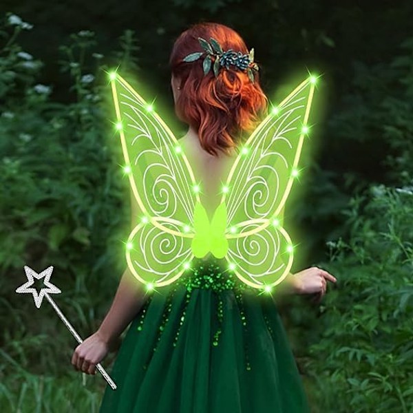 Glitrende fevinger til voksne, LED-pandebånd til karneval og temafester Stjerne Grøn{sl} Star green Star green