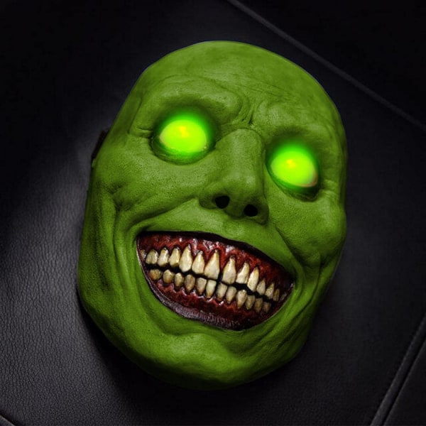 Halloween Maske Latex Halloween Maske Erwachsene Gruselige Halloween Latex Vollmaske 3D Schädel Kopfmaske 22x18x7cm Green (Glowing)