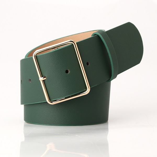 PU Leather Belts for Women Metal Pin Buckle 2 Inch Wide Belt for Pants