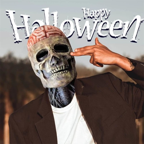 Fkxczn Den senaste skelettet biokemiska masken för 2021, Halloween-masker Black