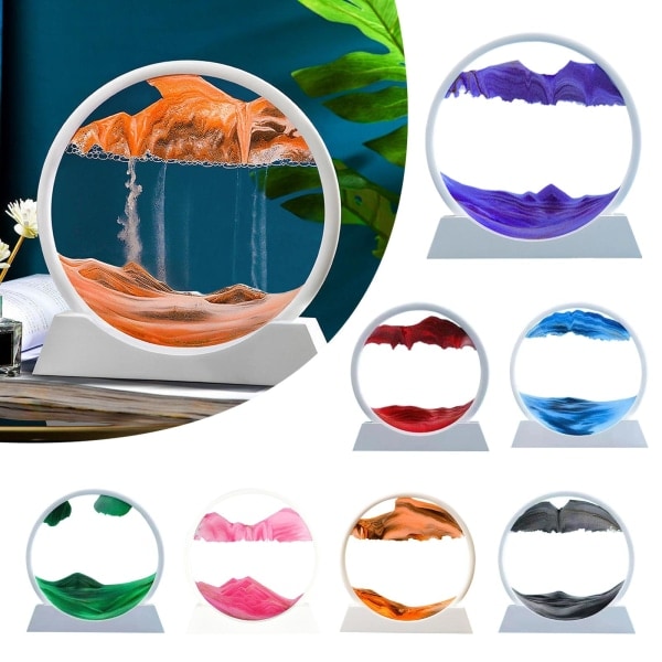 CZQIKEDA Bevægeligt Sand Billede, 3D Dynamisk Rund Sand Sort One-size{SL}