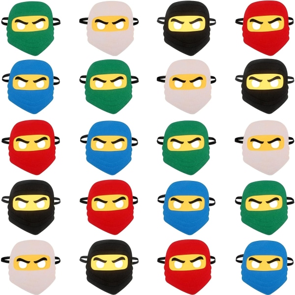 20 stycken Ninjamasker för barn, elastisk tecknad filmmask för pojkar, flickor, Halloween-kostym