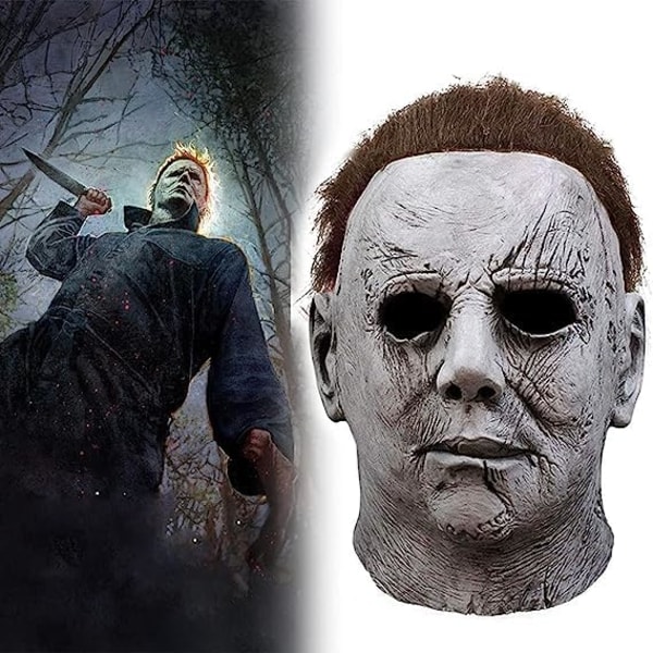 XUJAIOLQP Halloween Mask, Michael Myers Mask, Latex Horror Evil Mask för vuxna, Skrämmande läskiga monstermasker