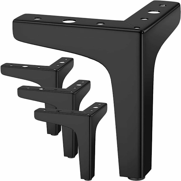 Sæt med 4 Møbelben, Holder Op til 600 kg, 17 cm Moderne Trekantede Metalbordben, Hårnålsben til Skab, Sofa, Sort (cm) cm 13