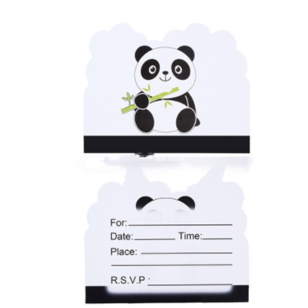 Svart och vit panda födelsedag dekoration inbjudningskort 20st