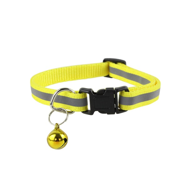 Husdjurstillbehör Reflekterande lapphalsband Hund Färgglad spännehalsband Bellhalsband Katt självlysande halsband Gul yellow