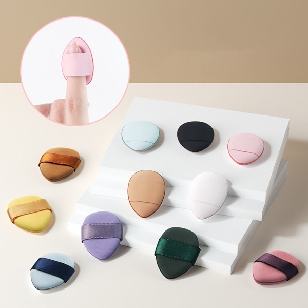 6-pak Finger Powder Puff med fingerholderem, Mini Fingertop Makeup Sponge Pad til flydende foundation