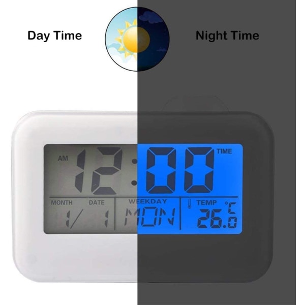 Digital LED-klocka, tyst projektionsväckarklocka med kalender