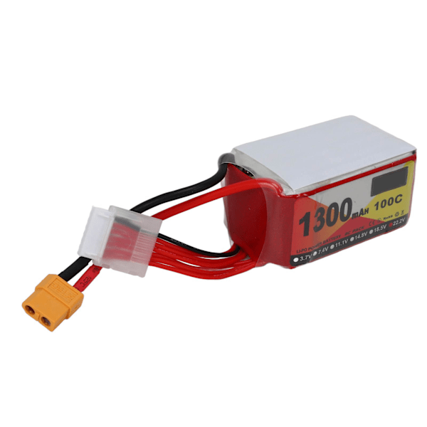 RC-akkupaketti 22,2 V 100 C 1300 mAh 6S Lipo-virta-akku XT60-pistokkeella FPV-lennokkikopterille