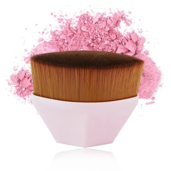 Foundation Makeup Brush Flat Top Kabuki Hexagon Face Blush Liquid Powder Foundationborste för att blanda flytande, kräm eller felfri pulverkosmetik Pink