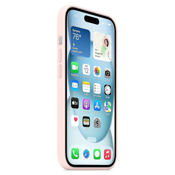iPhone 15 Skal Kompatibelt med MagSafe Repskyddande Silikonfodral - Rosa