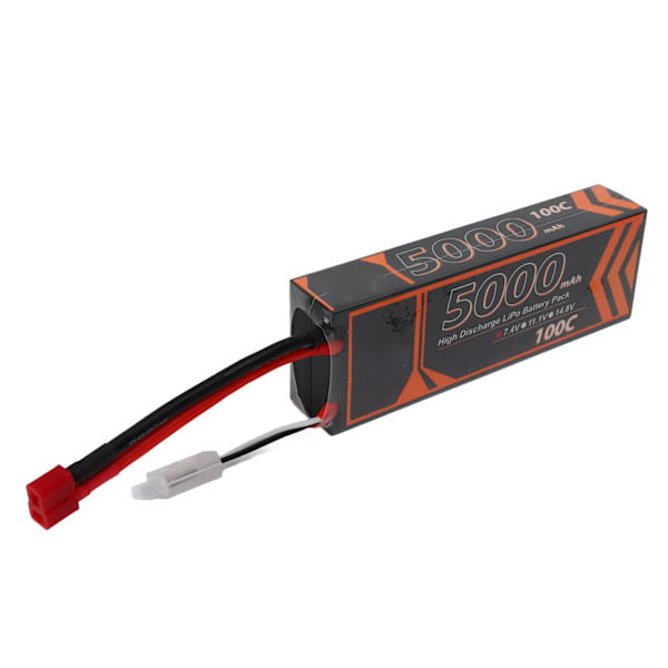 Hardcase Lipo-batteri 7,4V 5000mAh 2S 100C RC Lipo-batteri med T-formet rødt stik til RC-model