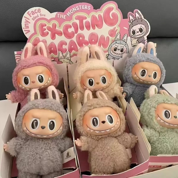 (Påskkampanj) Högkvalitativt 6-pack FÖR POP MART LABUBU Monster Spännande Macaron Plyschdocka Leksak Blind Box (Slumpmässig Färg)