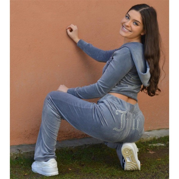 Dam sammet Juicy träningsoverall Couture träningsoveralltvådelad grey XL