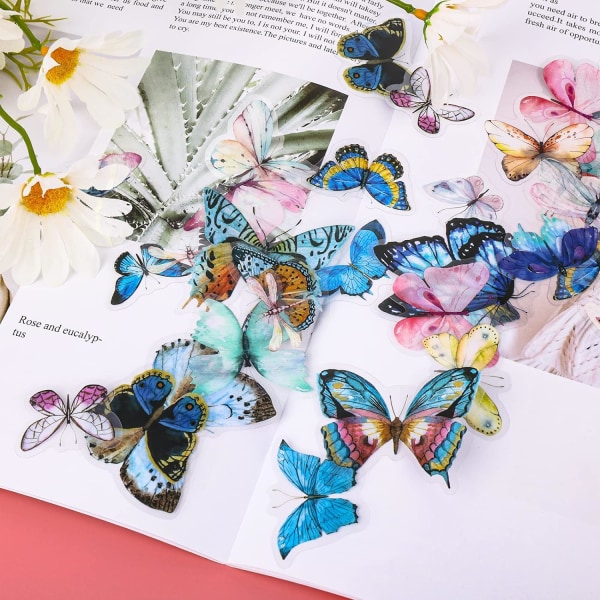 80 st fjärilsklistermärken genomskinliga fjärilsklistermärken dekaler för barn