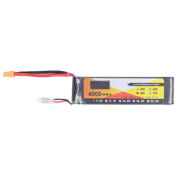 RC Lipo-batteri 7,4V 60C urladdningshastighet 2S XT60-kontakt 4000mAh kraft för fjärrstyrda fordon