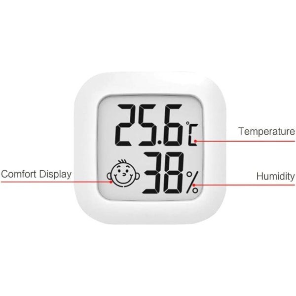 4,5 cm vit termometer Hygrometer, digital LCD-skärm bärbar