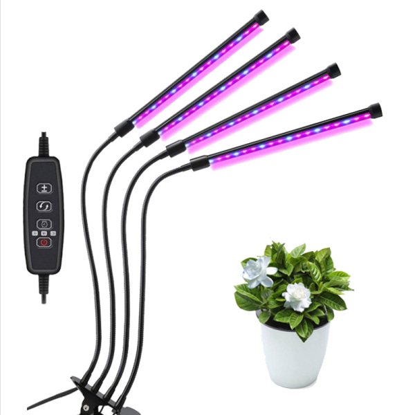 Växtlampa / växtbelysning med 4 flexibla LED lysrör