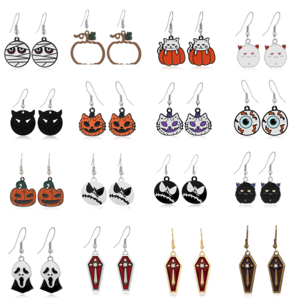 Halloween örhängen, hängande örhängen för kvSLINnor, julsmycken gåvor, Halloween gåvor, Silver Angel Eyes