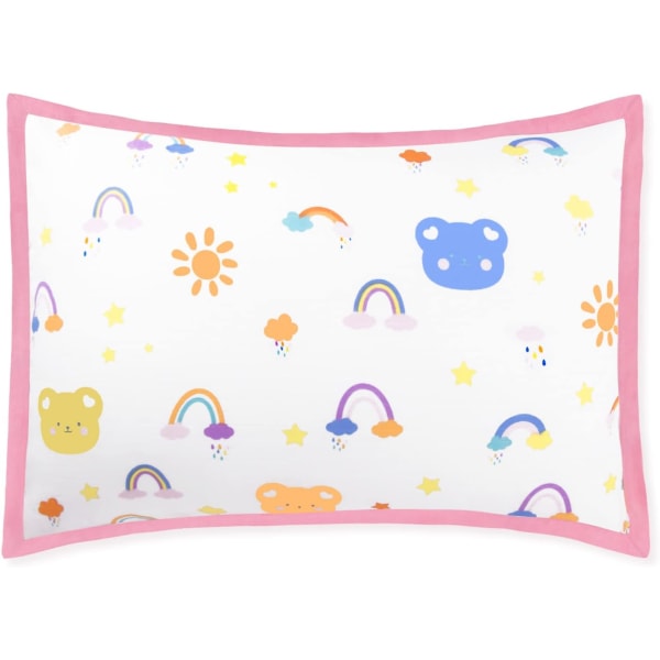 Örngott för baby, småbarn, örngott, 40 x 60 cm, mjuk och andningsbar babykudde singel, Rainbow Bear
