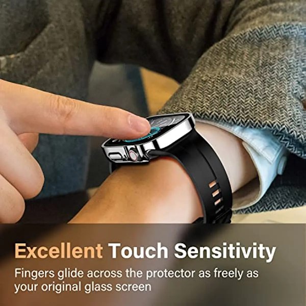 Vandafvisende Etui til Apple Watch 7 8 9 45mm 41mm Skærmbeskytter Glas + Cover Bumper Hærdet Glas iWatch 5 SE 6 44mm 40mm Tilbehør Sølv Sølv Silver Series 4 5 6 SE 44mm