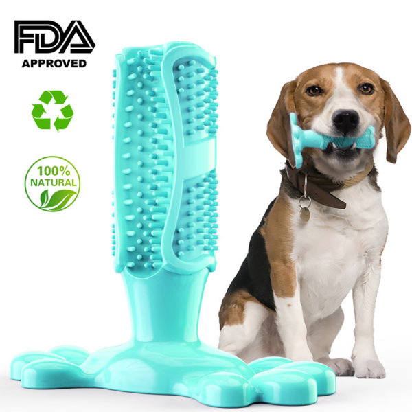 Hundtugggummileksaker Hundtandborste Tänderrengöring Leksak Hund Tandborstar ljusblå Medium