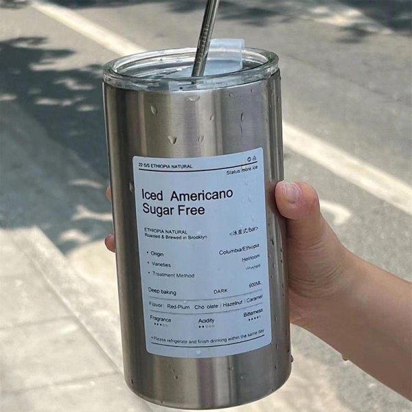 Krus 600ml Kaffe Te Divider Bærbar med låg Gray