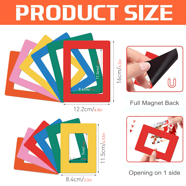 Magneettiset kuvakkeet (15 kpl, suuret) - 6x4 tuumaa - Valokuvamagneetti jääkaappiin/Magneettiset kuvakkeet jääkaappikuville, suuret Multicolor