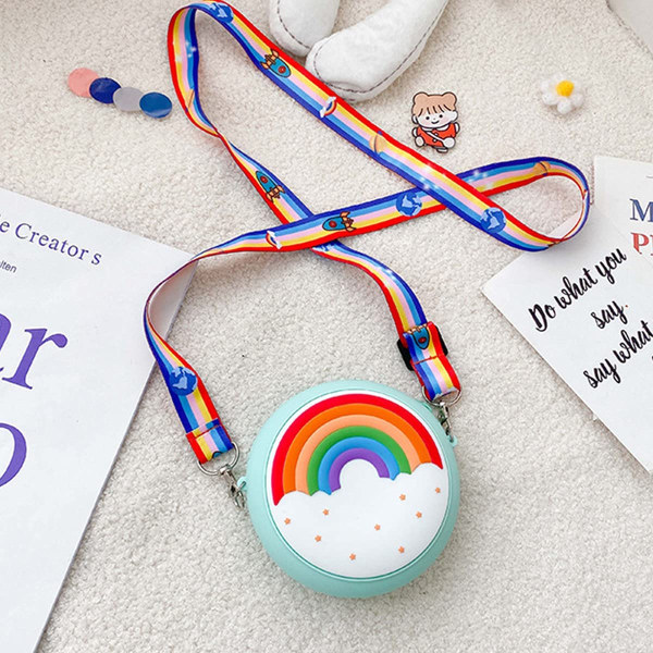 Söt Rainbow Mini Purse Toddler Crossbody Shoulder Messenger Bag