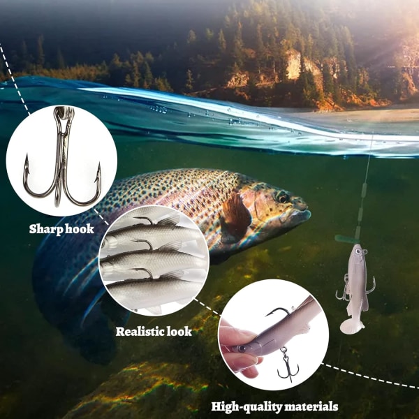 Fiskebeten Set, Enkelkrokbeten Artificiellt bete Fisketillbehör för havsabborre Gäddöring Abborre