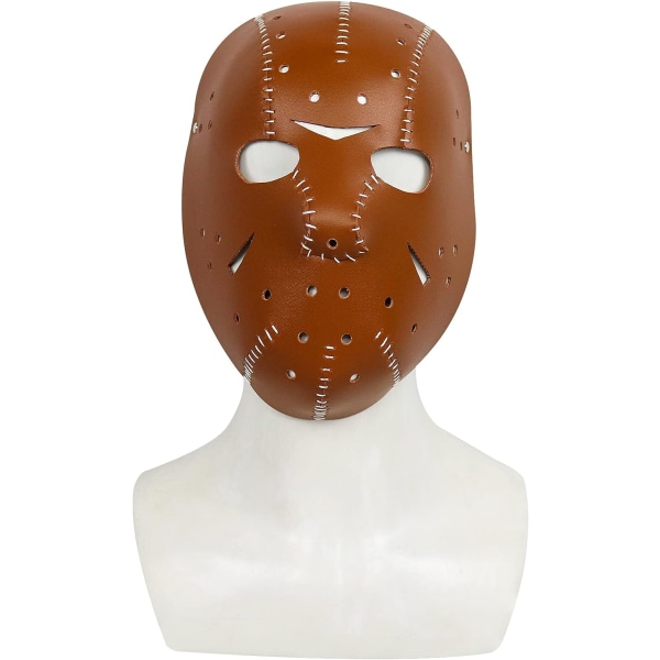 SINSEN Jason Voorhees Maske Læder Hockey Kostume Tilbehør Skræmmende Horror Cosplay Maske til Halloween Fest Brown Jason