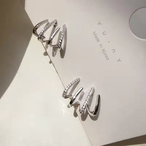Örhänge Claw Ear Hook Clip Örhängen Dam Fyrkantig Inställning Silver silver