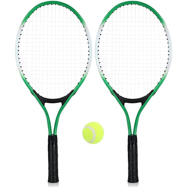 Tennisharjoitteluun sopiva 2 teini-ikäisen tennismailan setti, vihreä{EE}