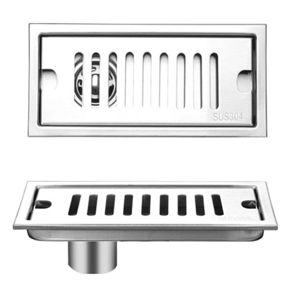 Shower Drain Long Stainless Steel Deodorant Removable Floor Drain for Bathroom Hotel 20cm Side Draining