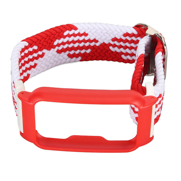 Watch Band Strap with Case Elastic Weaving Adjustable Watch Strap Replacement Wristbands Strap for Oppo Free Red White with Red Frame