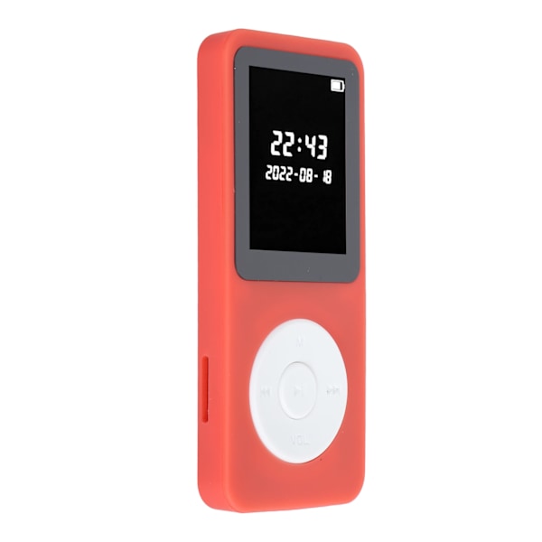 MP3-afspiller Bluetooth 5.0 1,77 tommer LCD-skærm Indbygget HD-højttaler Bærbar HiFi-musikafspiller med FM-radiooptager Vækkeur Rød med 16G hukommelseskort