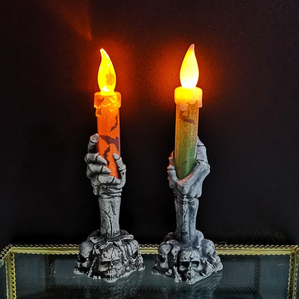 Halloween Dödskalle LjSLUShållare LjSLUS, Skeleton GSLHOst Hand Flameless LjSLUSlampa Party Bar Dekorationslampa, Grön