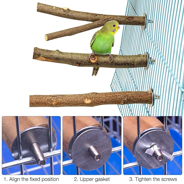 Lintuteline, lintuhäkin tarvikkeet, 5 kpl lintujen papukaijatikkuja, luonnonpuinen papukaijateline lintuhäkki undulaateille ja linnuille{EE}