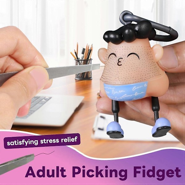 Pick Angst Legetøj - Pimple Popper Hud Pille Legetøj - Trichotillomani Fidget Legetøj - Hår Pille Fidget til Børn Voksne Stress Relief pee