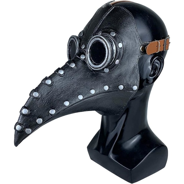 Silom Plague Doctor Mask Halloween Bird Beak Steampunk kostym för barn Plague Doctor rekvisita Cosplay kostym för vuxen (svart)