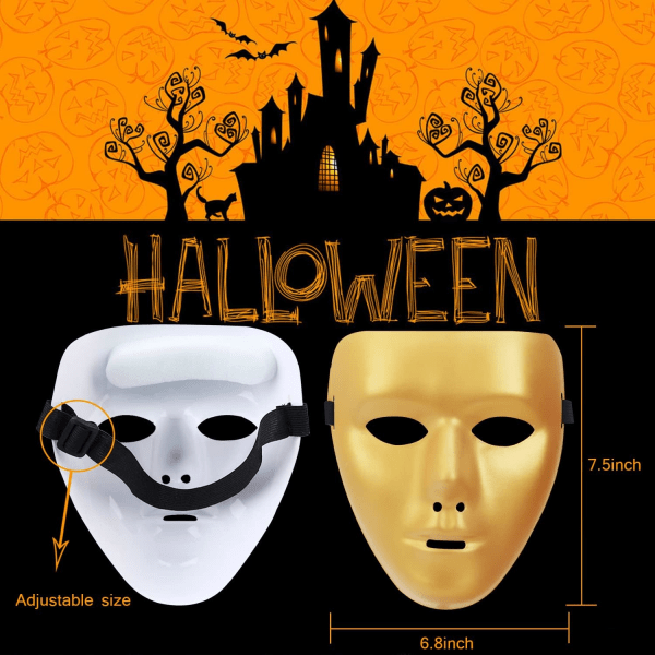 A-SZCXTOP Halloween-maske, Anonym helmaske til hacker Street Dance Ghost Step Mask til voksne børn Gold