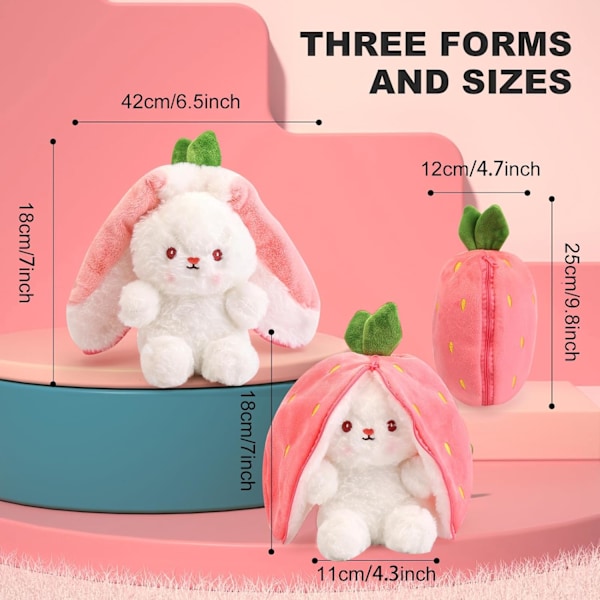 Vendbar Kanin, Fyldt Kanin, Jellycat Kanin (Jordbær, 20 cm)