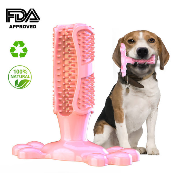 Hundtugggummileksaker Hundtandborste Tänderrengöring Leksak Hund Tandborstar rosa Large